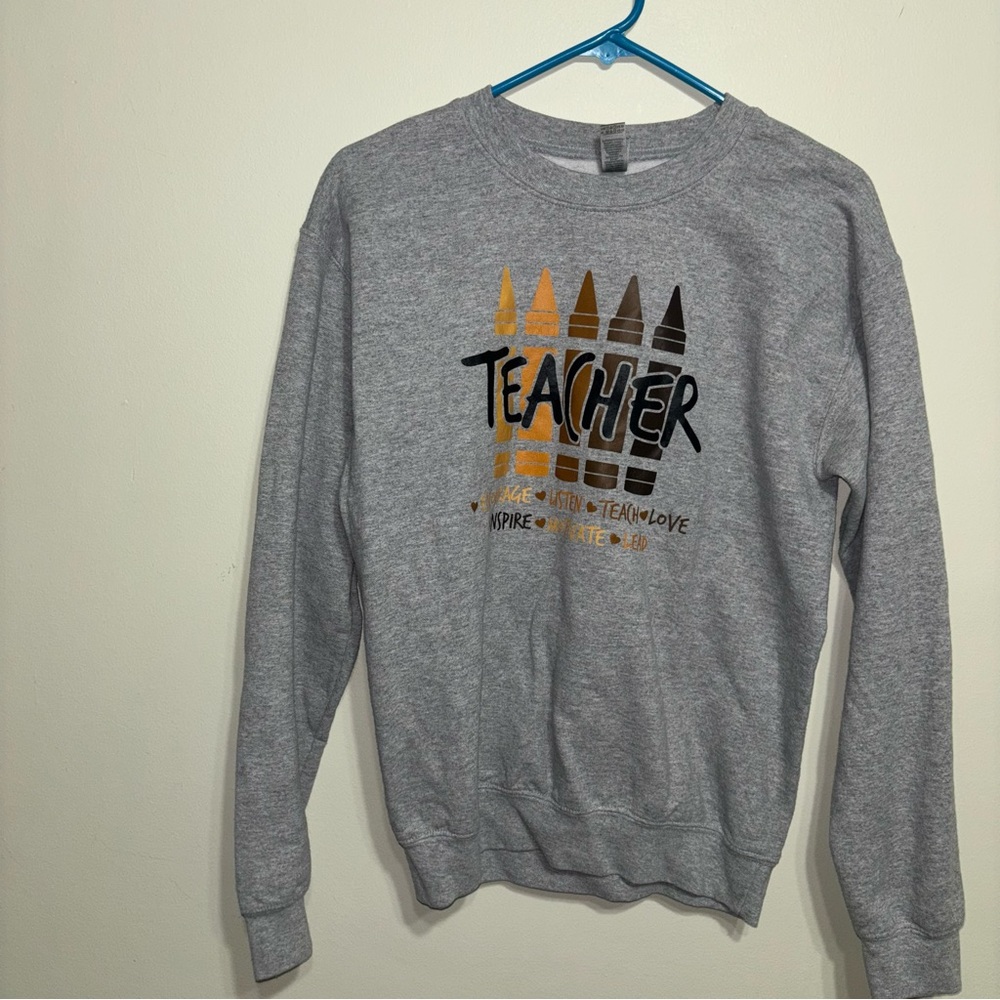 Gray Teacher Graphic Sweater